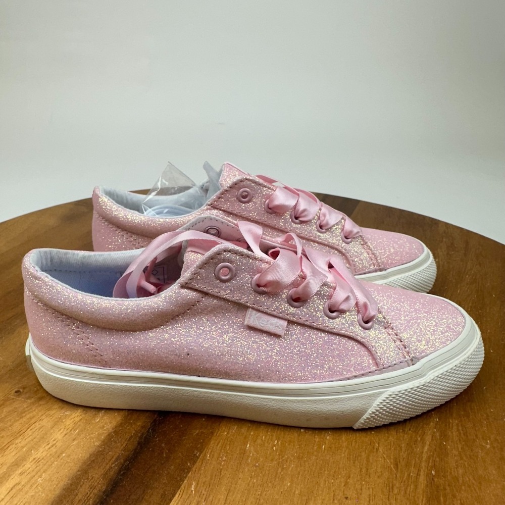 New Kids Childrens Keds Glitter Ribbon Pink Low Canvas Shoes Sneakers Sz 12.5 C